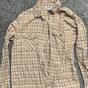 Tan button up flannel.